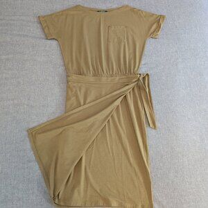Lauren Ralph Lauren Tie-Front Jersey Dress Short Sleeve - khaki - Size M
